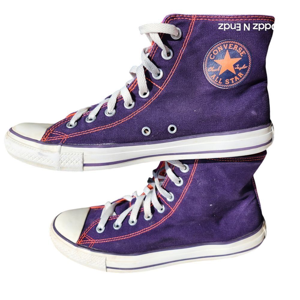 Converse Chuck Taylor All Star High Top Purple Orange Canvas Sneakers Women US11